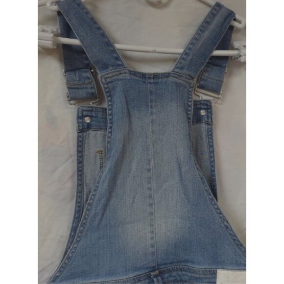 Calvin Klein Womens L 12/14 Distressed Light Blue Denim Bib Overall Jorts Shorts - Picture 10 of 14